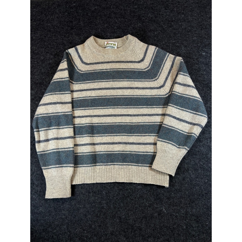 VTG 70s Forum Sportswear Shetland Wool Alpaca Striped Sweater Men Large Crewneck